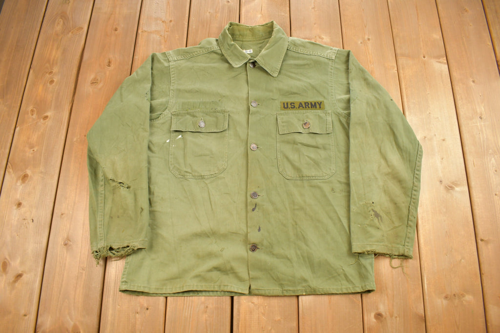 Vintage 1960s OG-107 US Air Force Military Sateen Shirt