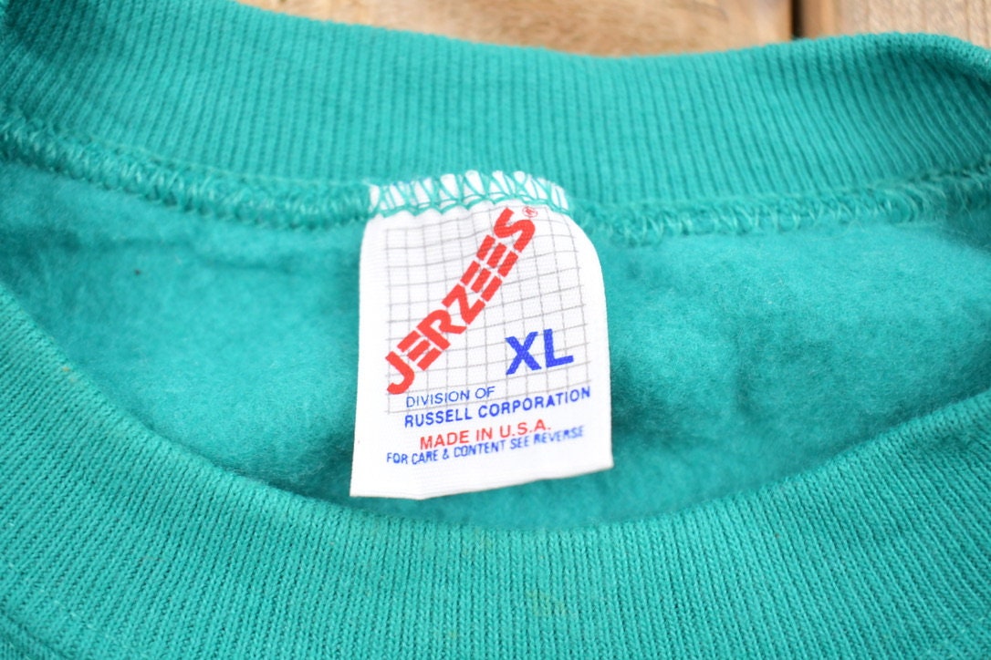 Vintage 1990s Blank Turquoise Crewneck Sweatshirt / 90s Crewneck / Made In USA / Essential / Streetwear / 90s Blank / Jerzees Blank