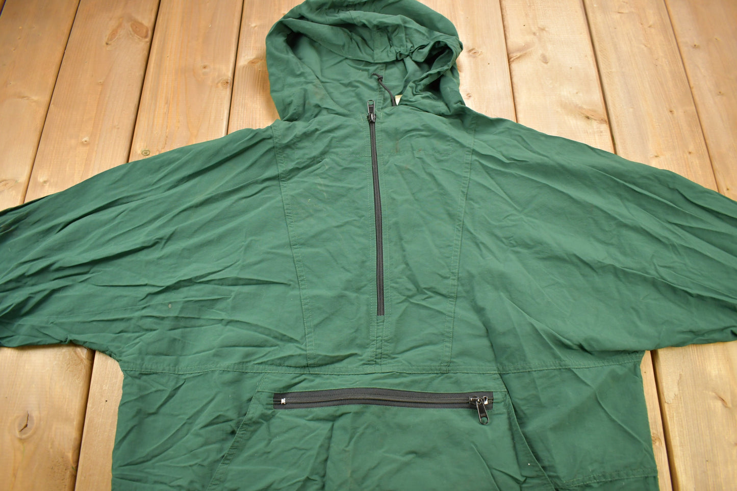 Vintage 1980s Woolrich Quarter Zip Windbreaker Jacket / Green Jacket / Vintage Woolrich / Anorak Jacket