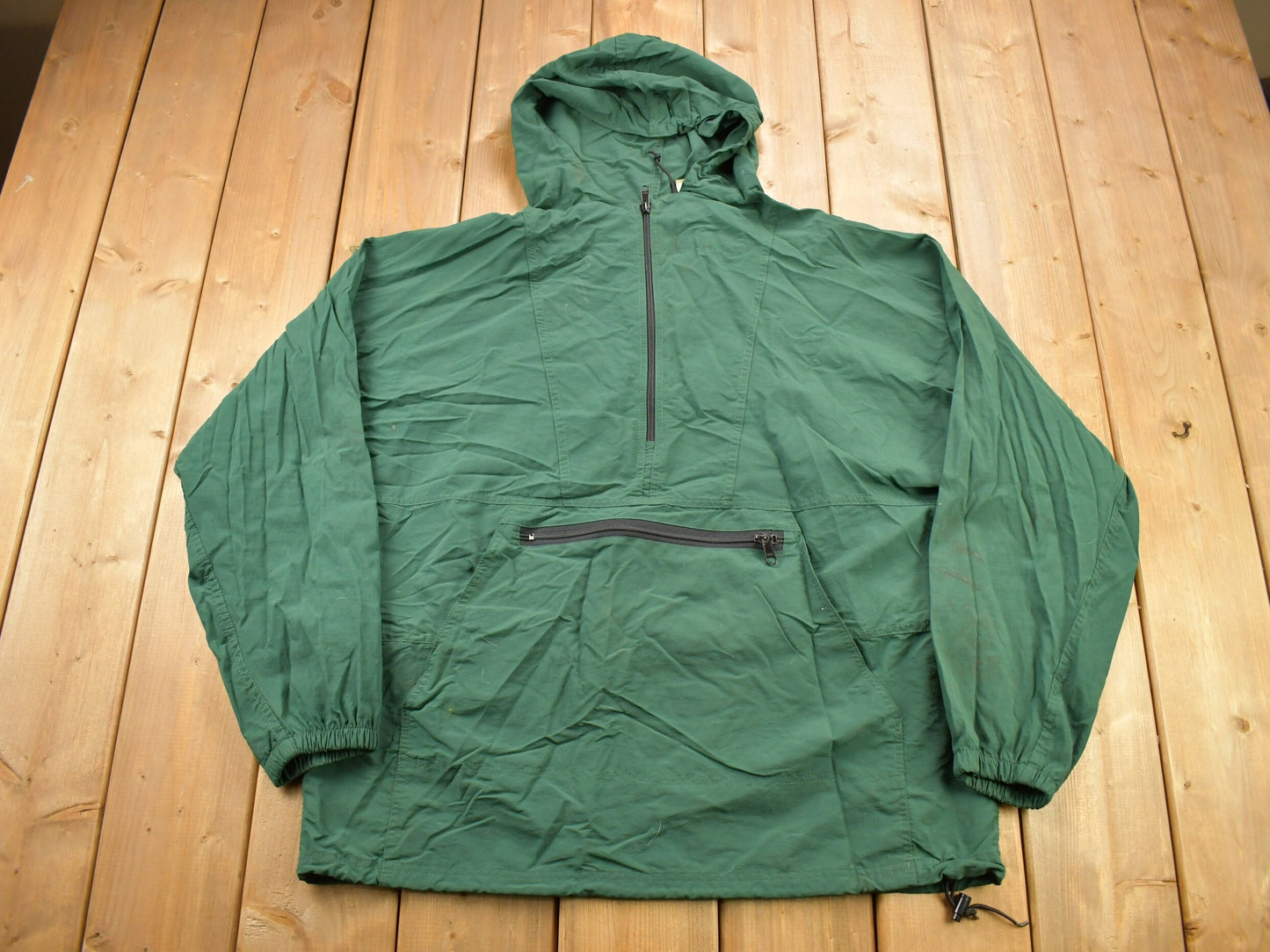 Vintage 1980s Woolrich Quarter Zip Windbreaker Jacket / Green Jacket / Vintage Woolrich / Anorak Jacket