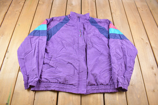 Vintage 1990s USA Olympics Color Block Nylon Windbreaker / Abstract Pattern / Sportswear / Outerwear Jacket / Streetwear Fashion / JC Penney