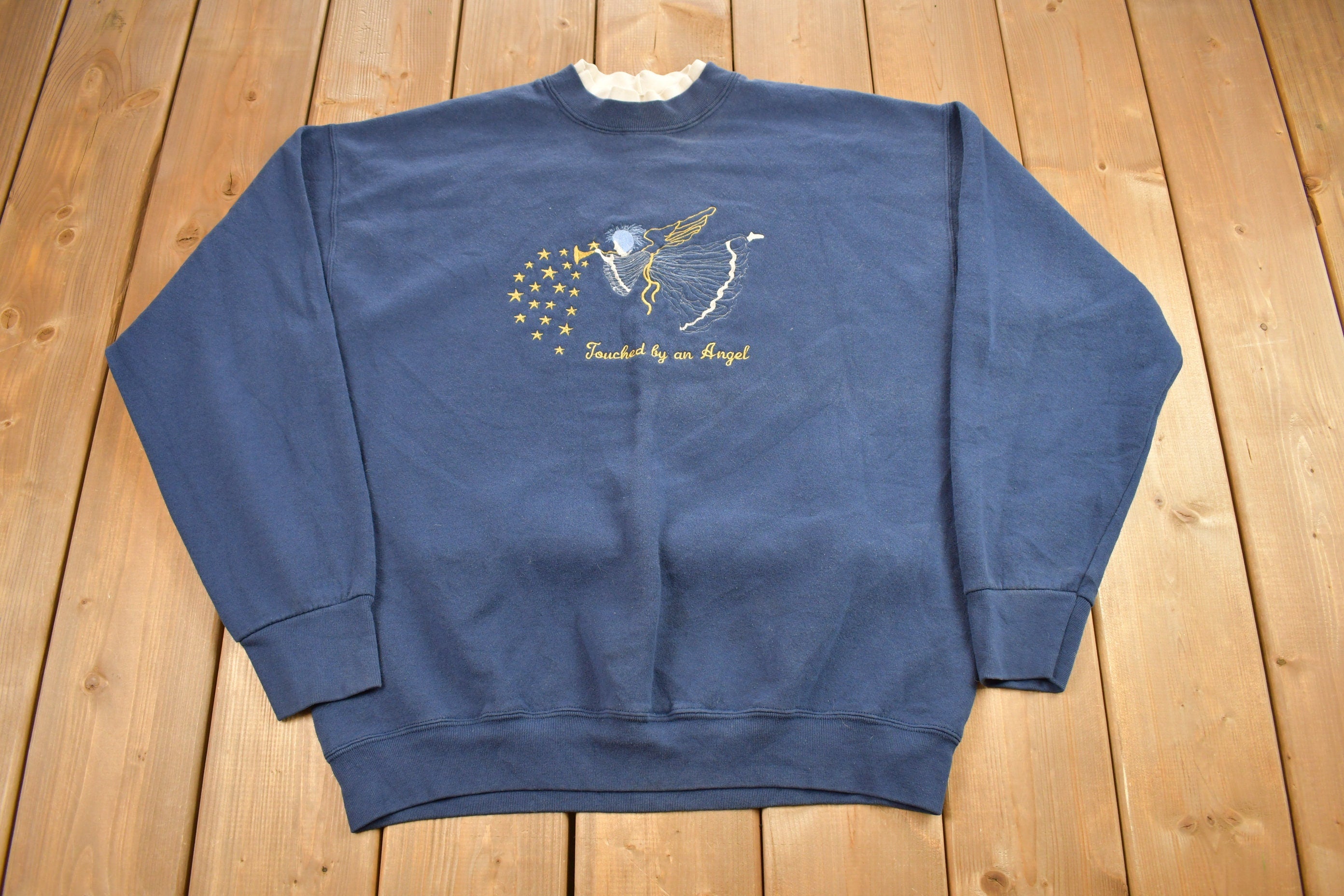 Vintage 1990s "Touched By An Angel" Double Collar Crewneck Sweater