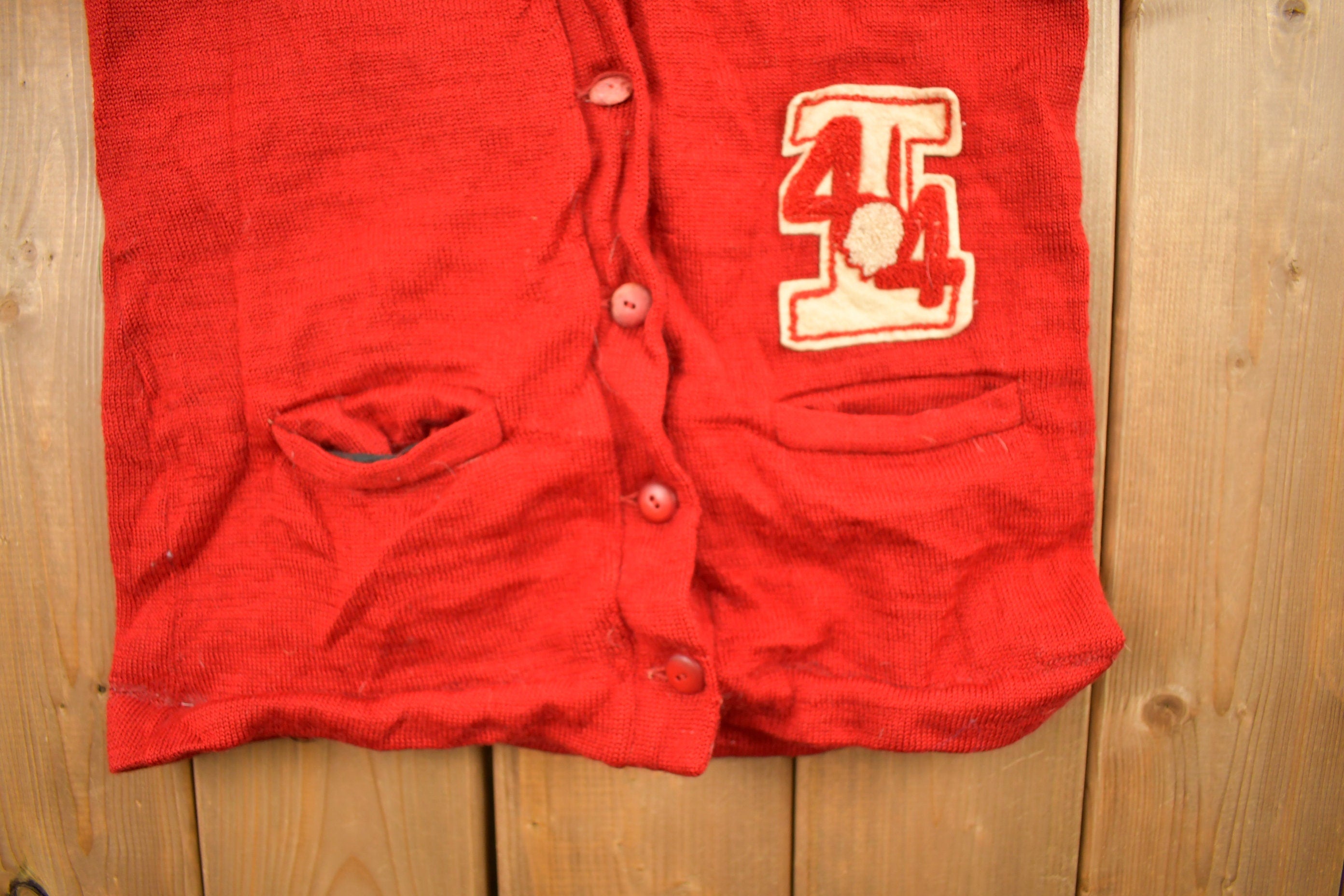 Vintage 1944 Embroidered Collegiate Knit Cardigan Sweater