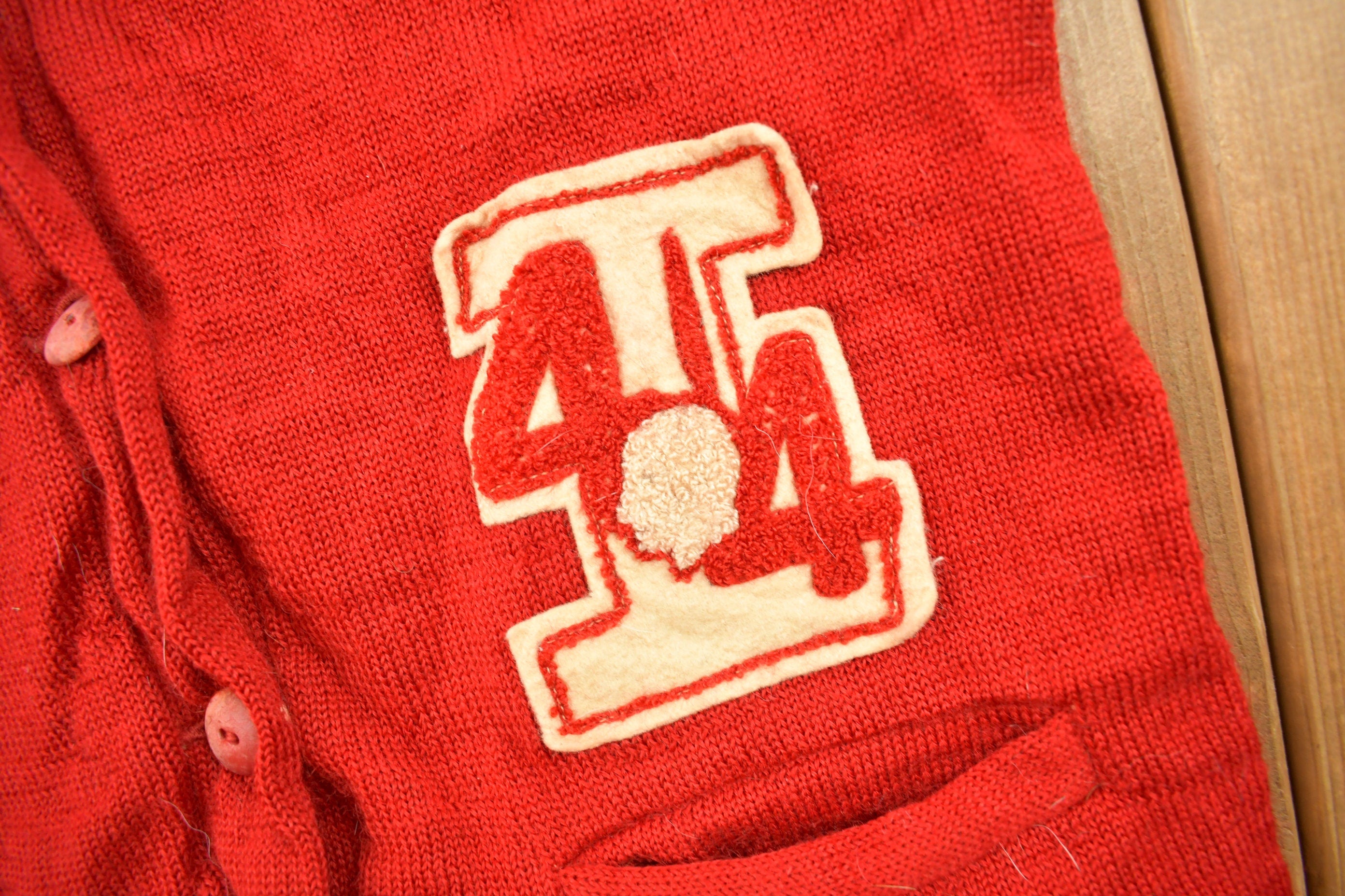Vintage 1944 Embroidered Collegiate Knit Cardigan Sweater