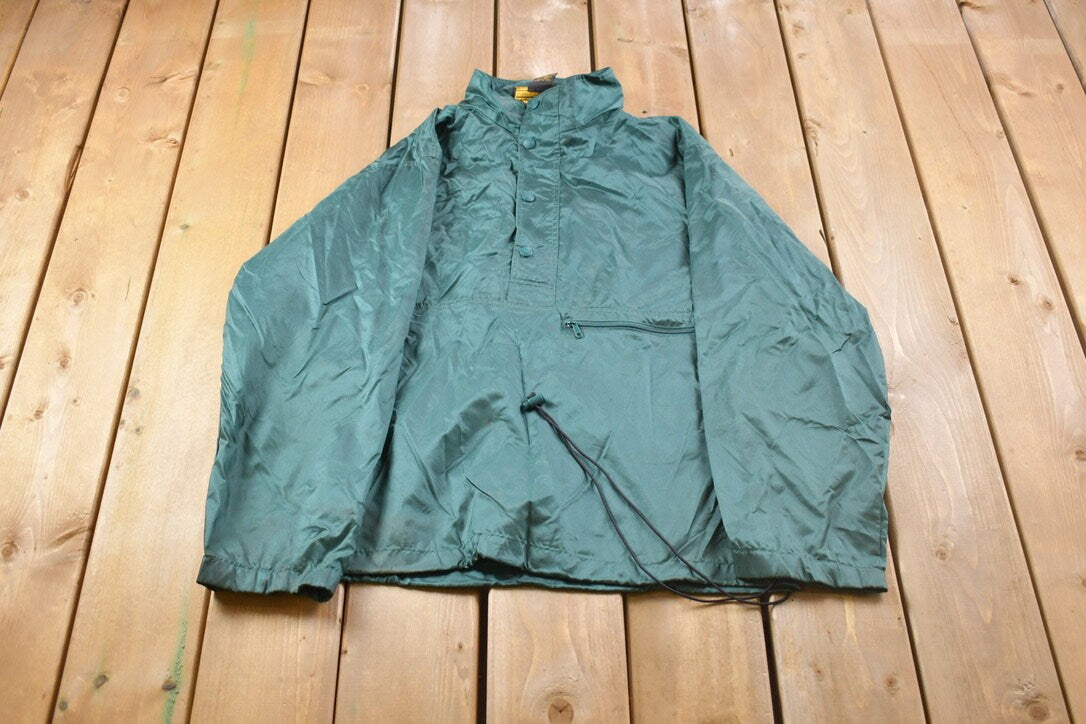 Vintage 1990s Eddie Bauer  Windbreaker Jacket / Made In USA / Solid Green Windbreaker / Streetwear / Athleisure / Outerwear