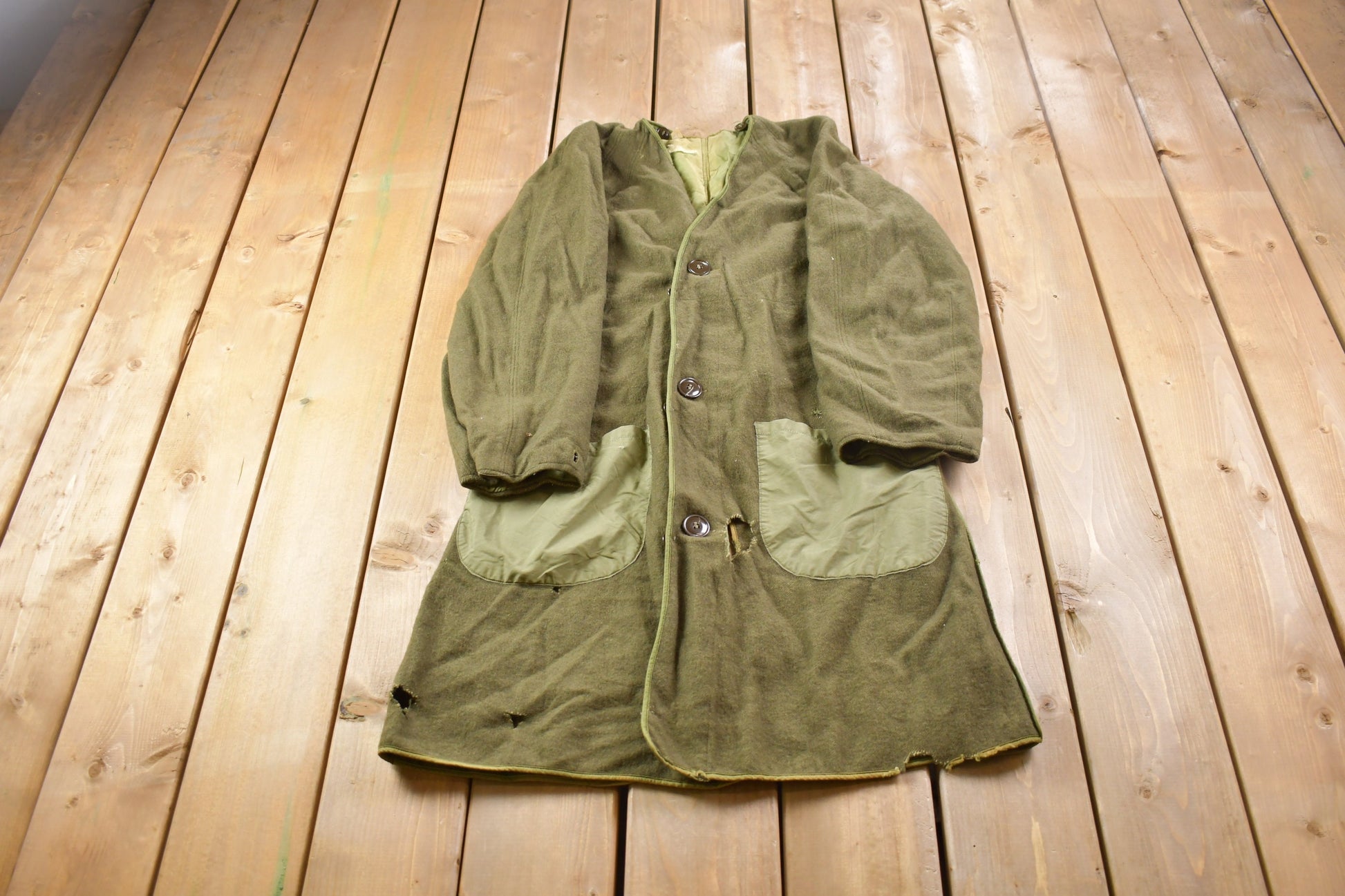 Vintage 1950s US Military Wool Button Up Liner