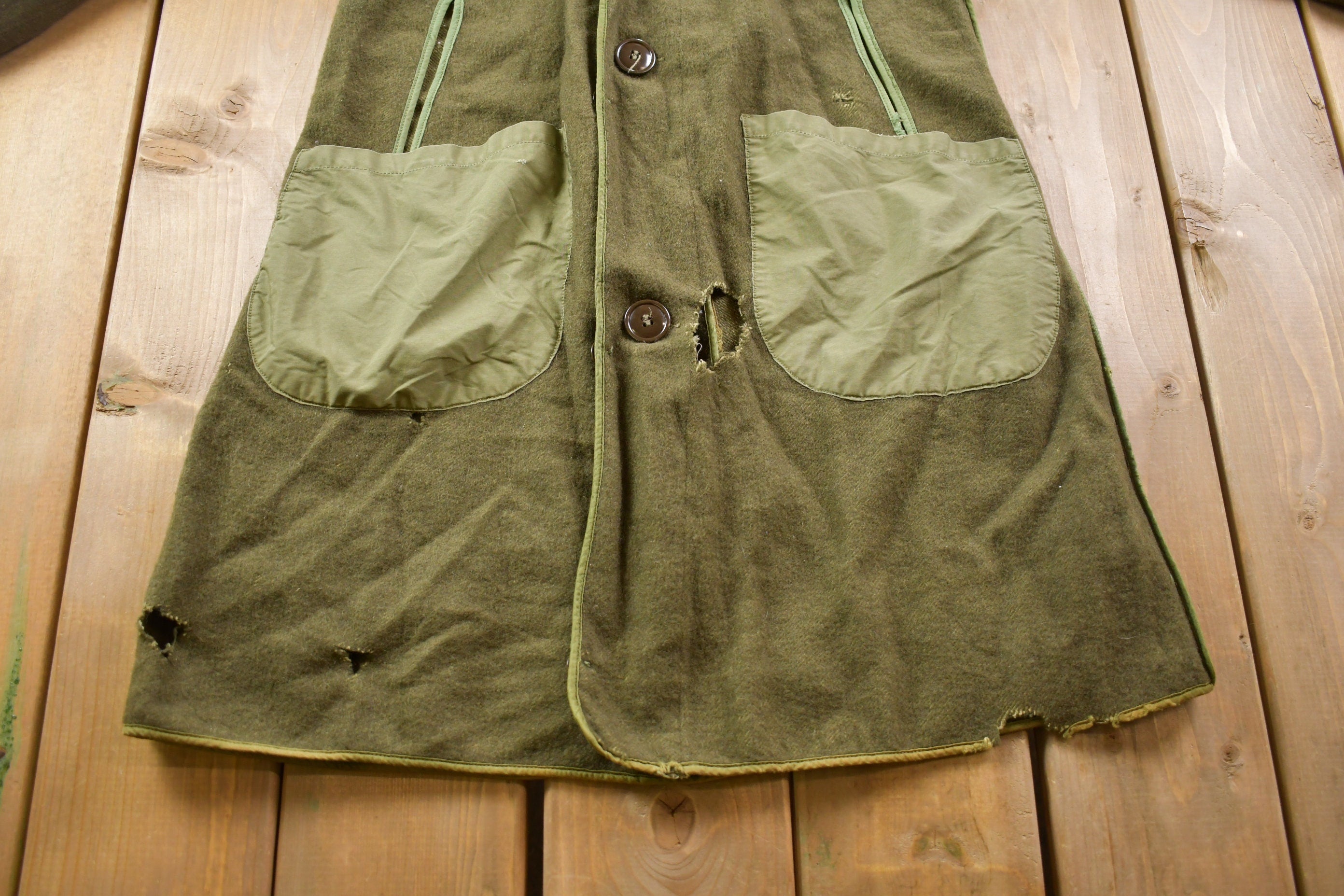 Vintage 1950s US Military Wool Button Up Liner