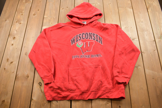 Vintage 1994 Rose Bowl University Of Wisconsin Collegiate Hoodie / Embroidered / NCAA Sweatshirt / Sportswear / Americana / 90s Wisconsin