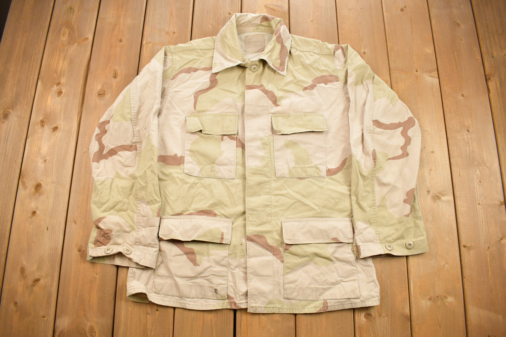 Vintage 1990 Desert Camo Button Up Military Coat Size Medium Reg