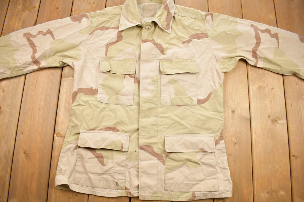 Vintage 1990 Desert Camo Button Up Military Coat Size Medium Reg