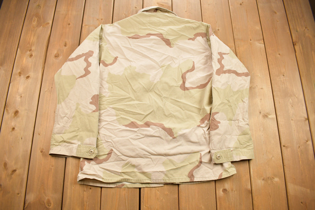 Vintage 1990 Desert Camo Button Up Military Coat Size Medium Reg