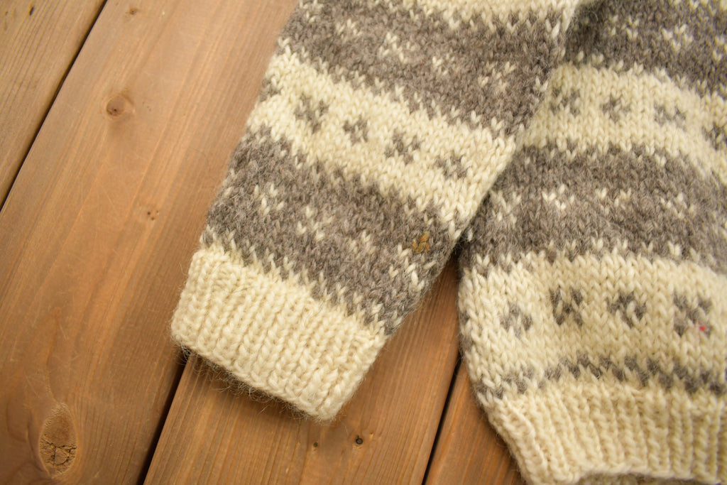 Vintage 1950s 100% Wool Hand Knit Sweater