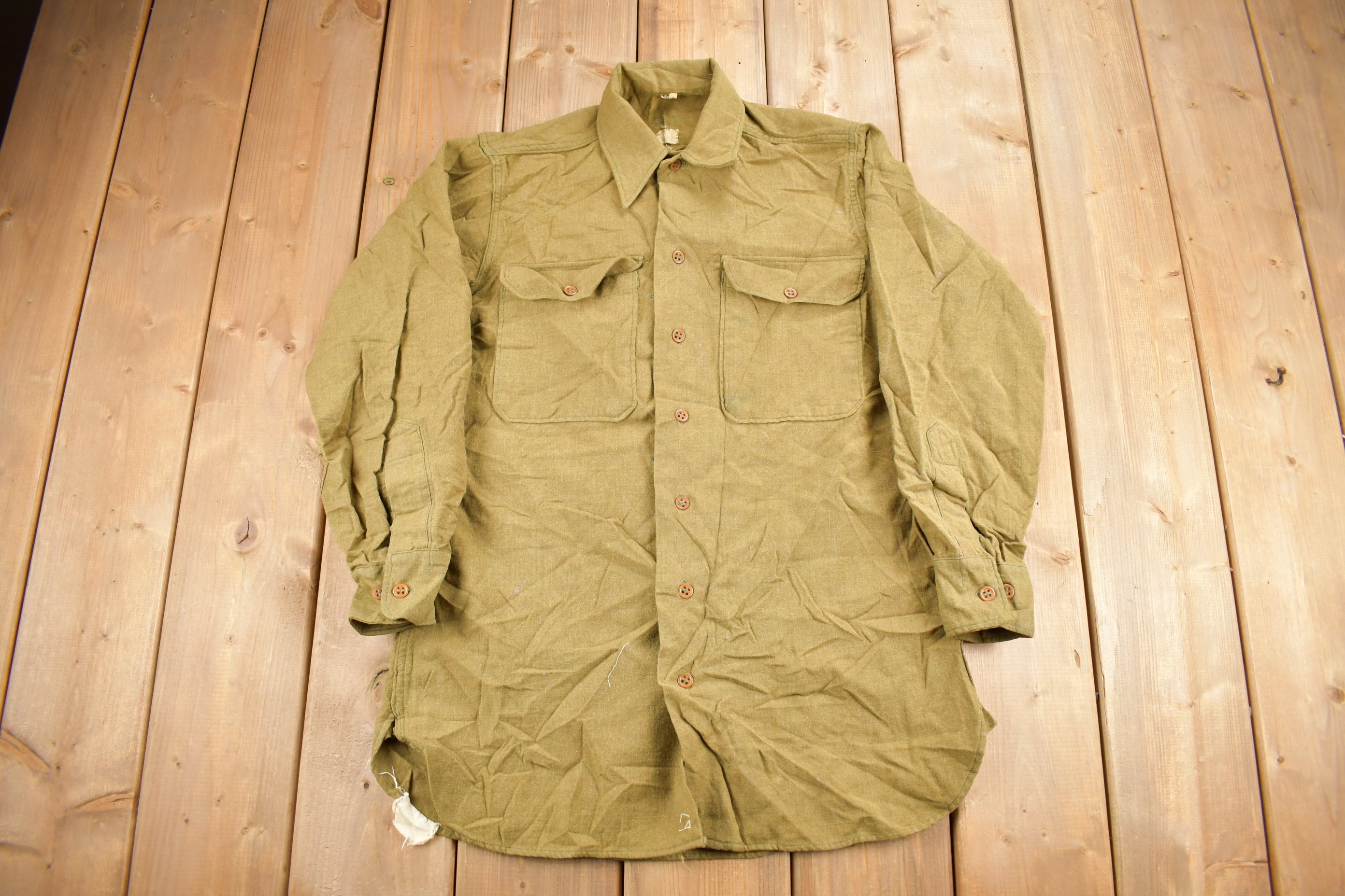 Vintage 1940s British Military Button Up Shirt