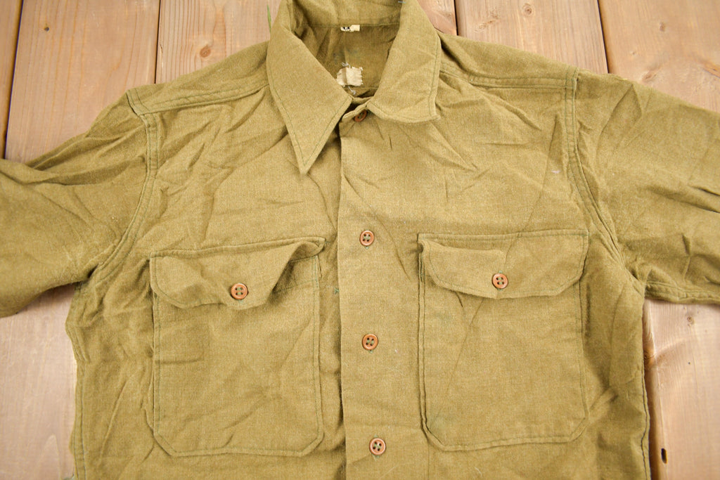 Vintage 1940s British Military Button Up Shirt