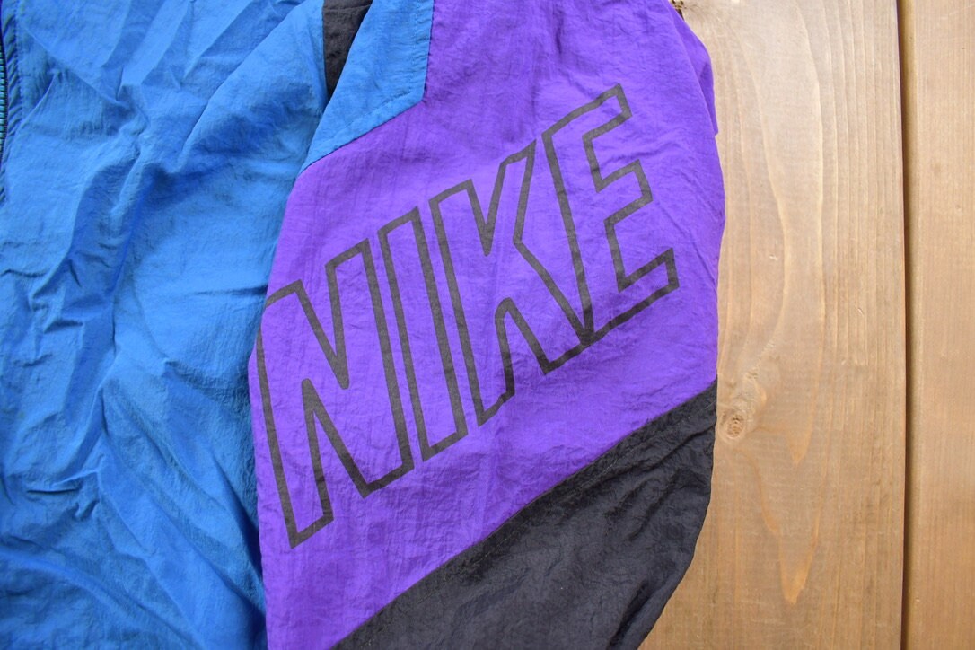 Vintage 1990s Nike Grey Tag Color Block Windbreaker Jacket