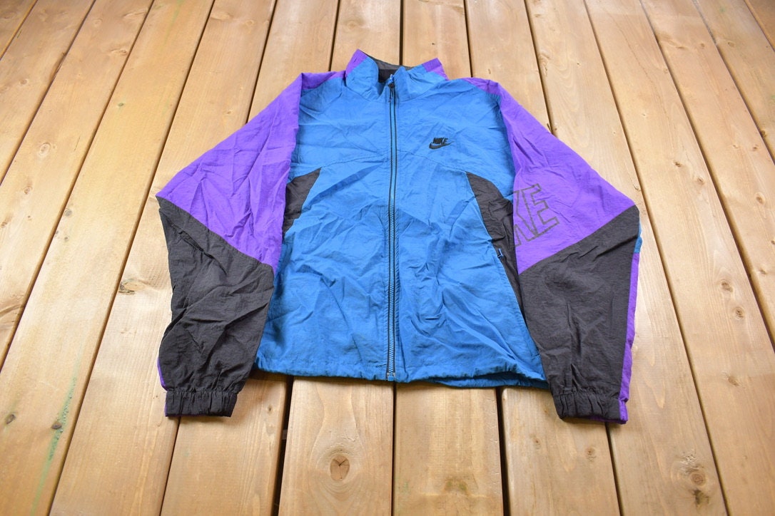 Vintage 1990s Nike Grey Tag Color Block Windbreaker Jacket