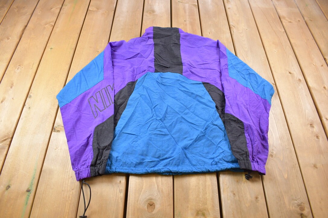Vintage 1990s Nike Grey Tag Color Block Windbreaker Jacket