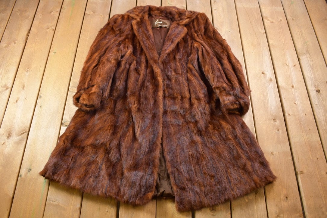 Vintage 1960s Evans Full Length Chestnut Mink Fur Coat Made In USA