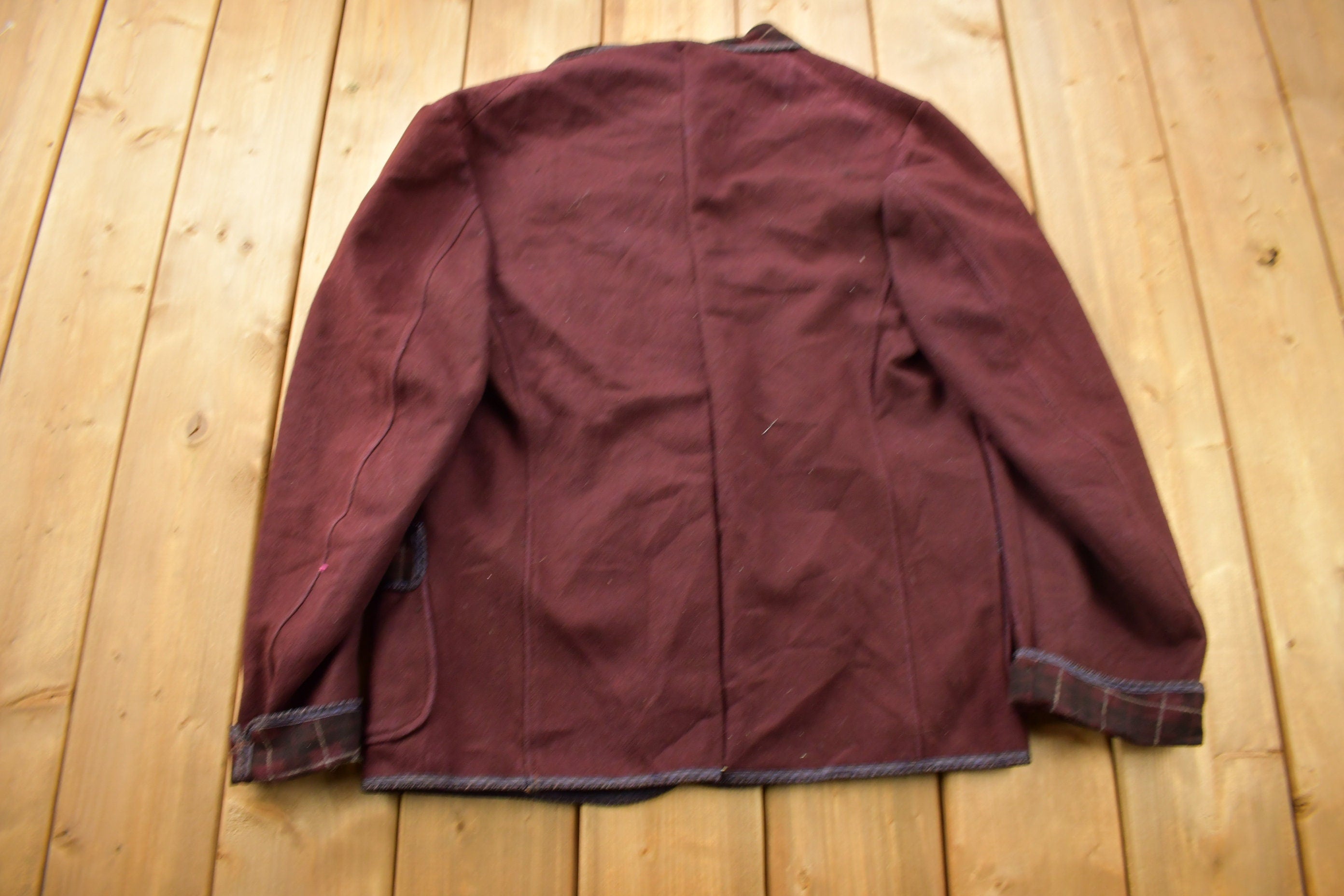 Vintage 1950s Burgundy Button Up Blazer Jacket