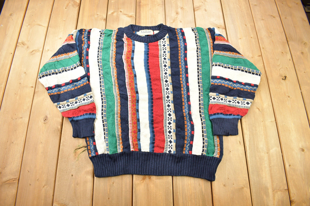 Vintage 1990s 3D Cable Knit Cotton Traders Sweater