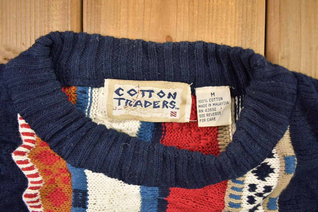 Vintage 1990s 3D Cable Knit Cotton Traders Sweater