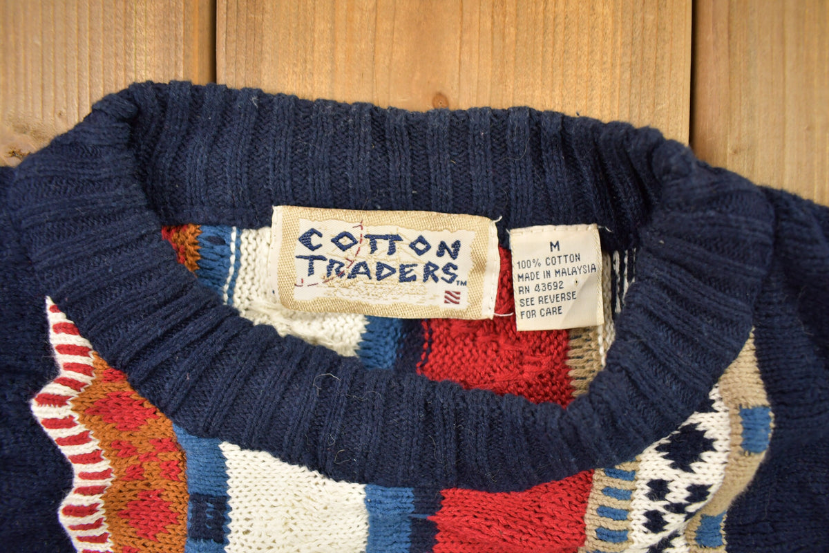 Vintage 1990s 3D Cable Knit Cotton Traders Sweater