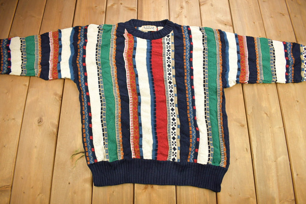 Vintage 1990s 3D Cable Knit Cotton Traders Sweater