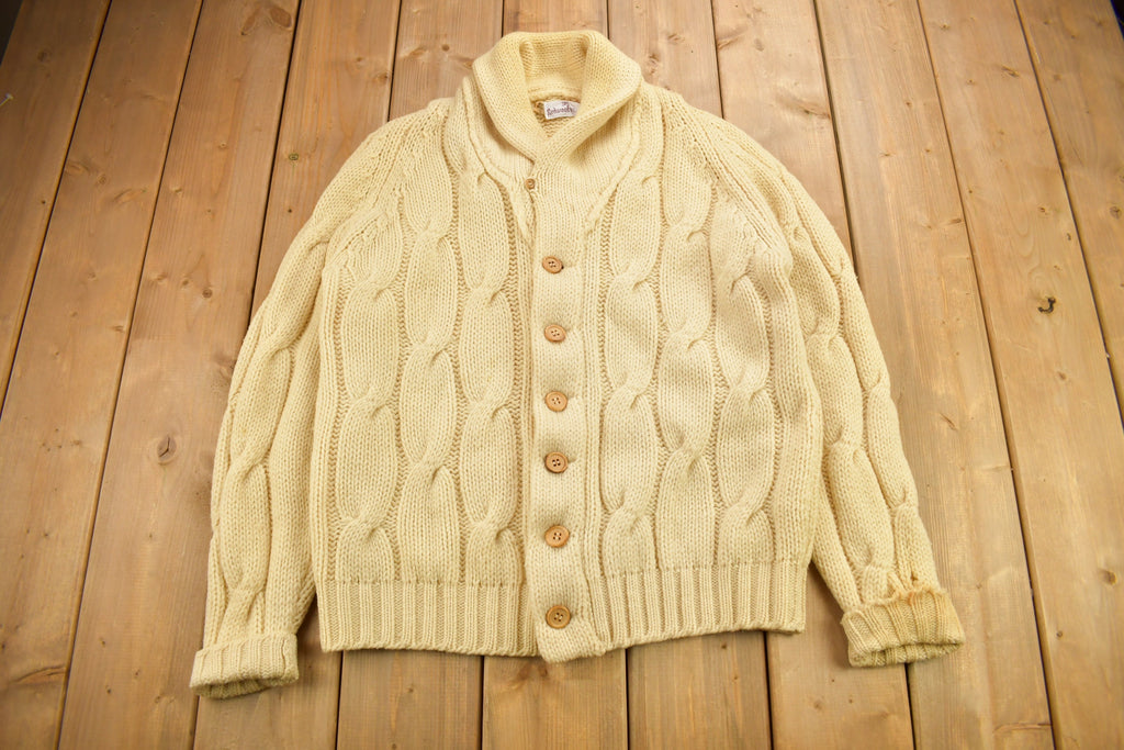 Vintage 1950s Redwood & Ross Cable Knit Cardigan Sweater