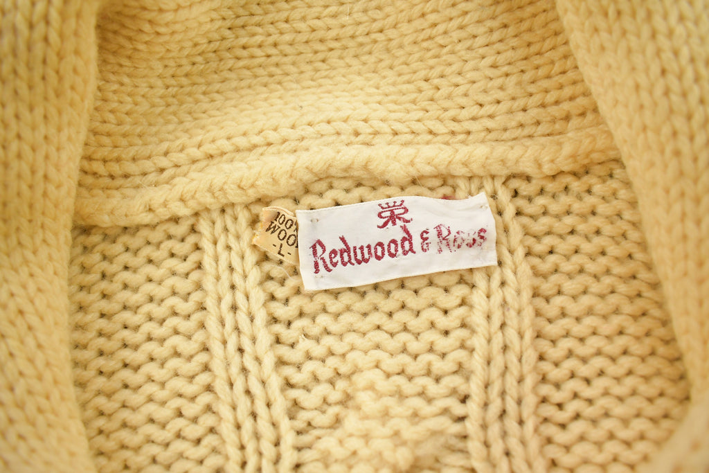 Vintage 1950s Redwood & Ross Cable Knit Cardigan Sweater