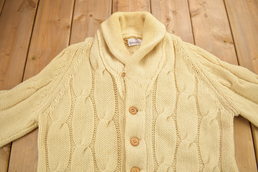 Vintage 1950s Redwood & Ross Cable Knit Cardigan Sweater