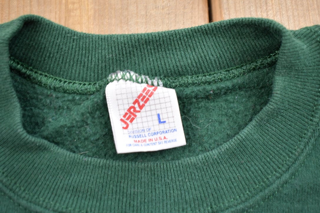 Vintage 1990s Blank Green Crewneck Sweatshirt / 90s Crewneck / Made In USA / Essential / Streetwear / 90s Blank