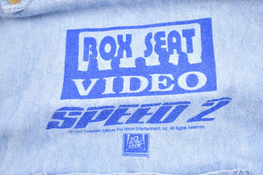 Vintage 1997 Speed 2 Box Seat Video Button Up Jean Shirt / 1990s Button Up / Vintage Jean Shirt / Speed 2 Button Up / 20th Century Fox