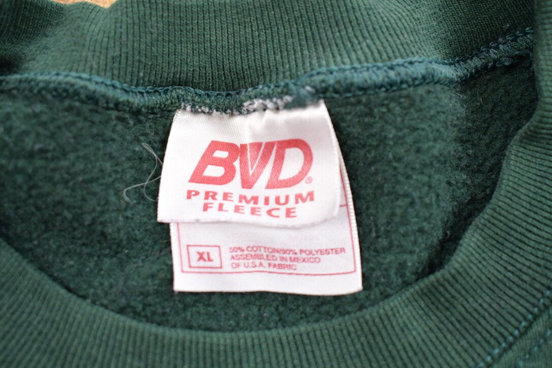 Vintage 1990s Blank Green Crewneck Sweatshirt / 90s Crewneck / Made In USA / Essential / Streetwear / 90s Blank / Fleece Crewneck