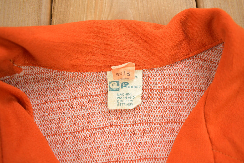 Vintage 1960s Orange Geo Metric Pattern Button Up Overcoat