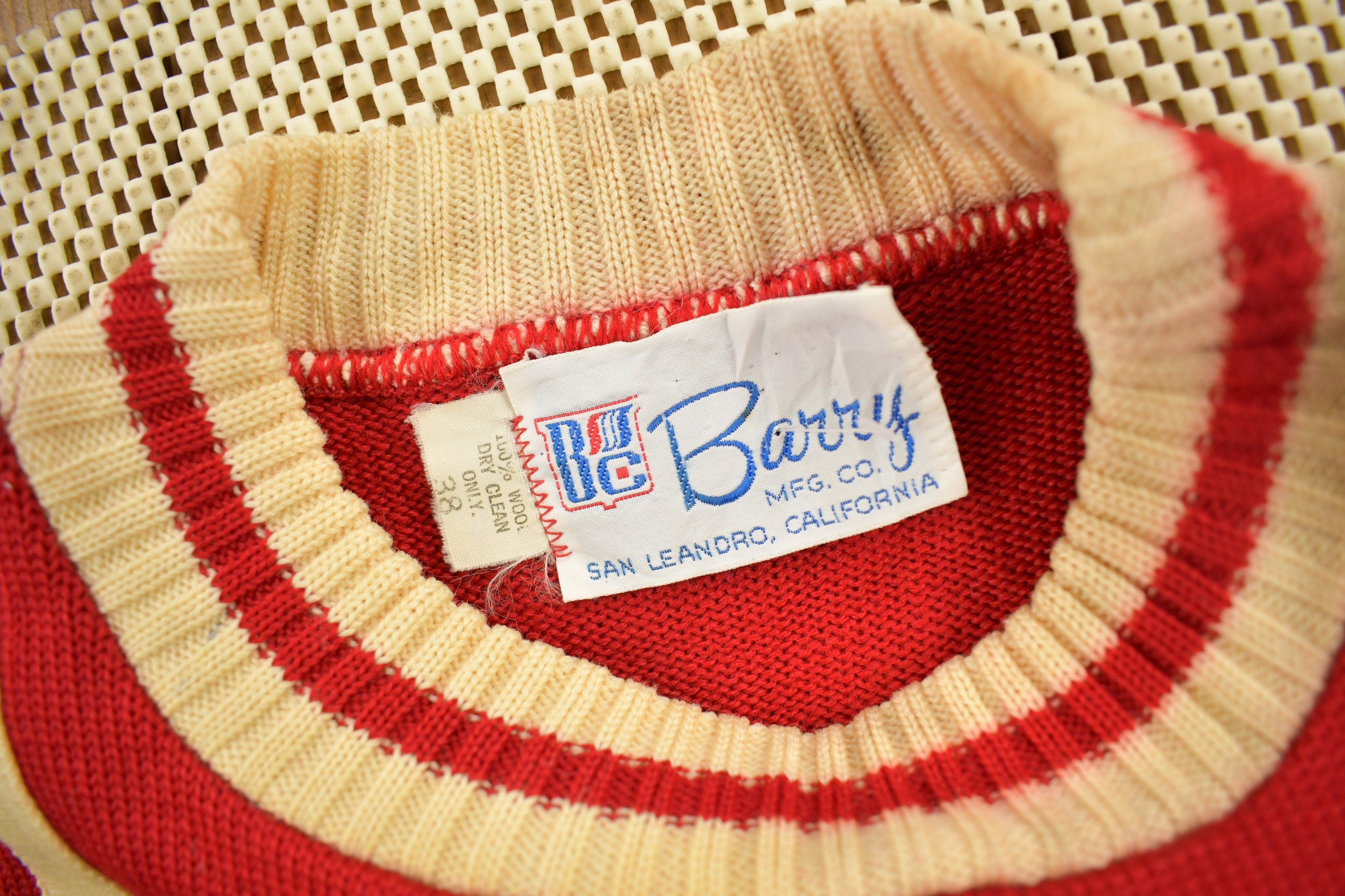 Vintage 1960s Barry Collegiate Knitted Crewneck Sweater
