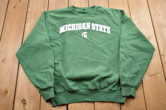 Vintage 1990s University Of Michigan State Collegiate Crewneck / Embroidered / NCAA Sweatshirt / Sportswear / Americana / Vintage Spartans