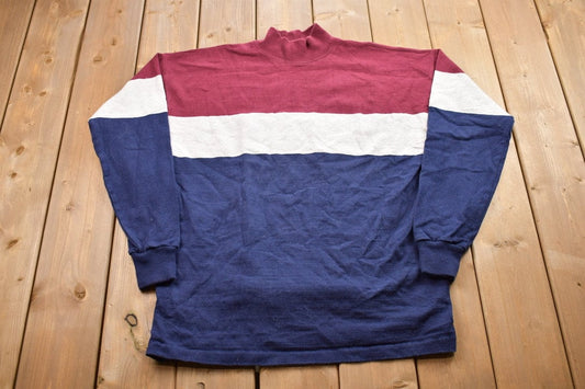 Vintage 1990s LL Bean Color Block Striped Crewneck Sweatshirt / 90s Crewneck / Made In USA / Essential / Streetwear / 90s LL Bean