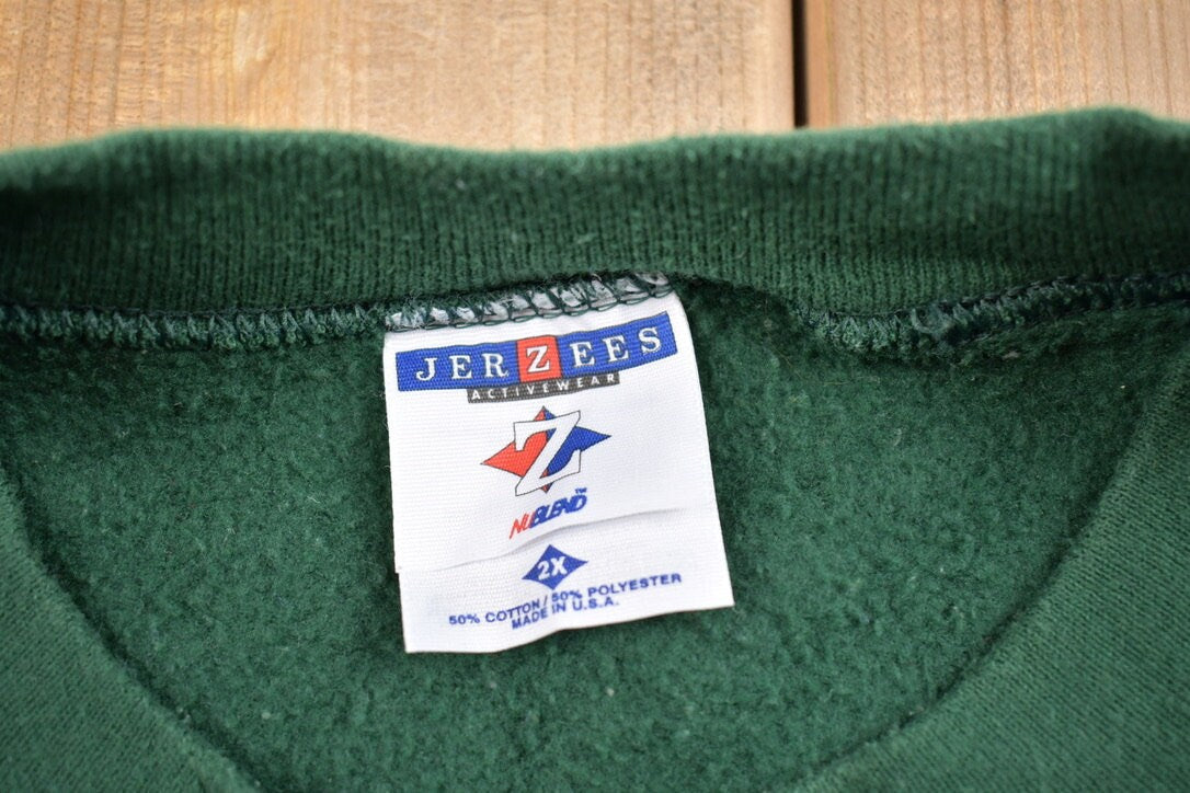 Vintage 1990s Blank Green Crewneck Sweatshirt / 90s Crewneck / Made In USA / Essential / Streetwear / 90s Blank / Jerzees Blank Crewneck