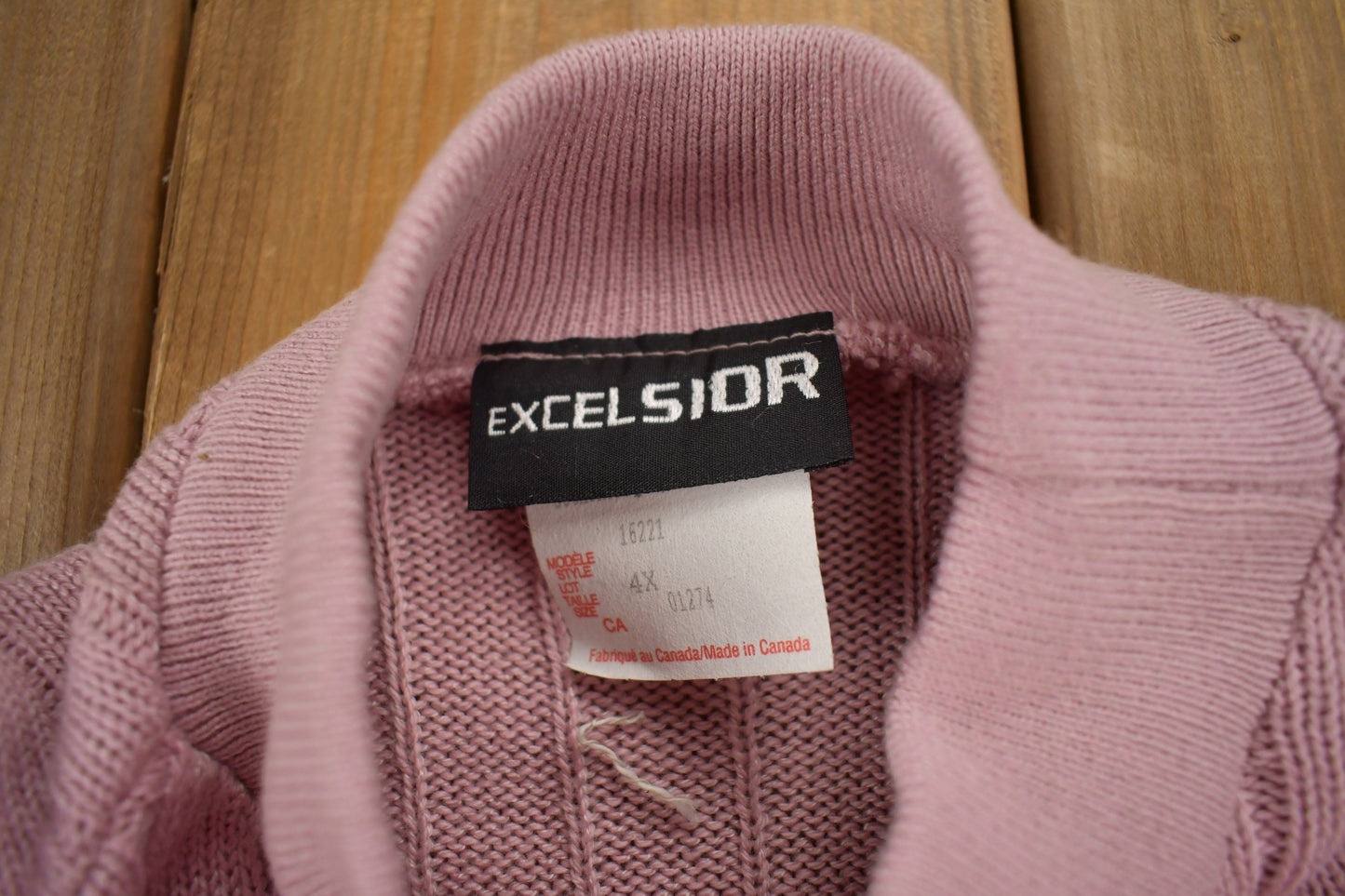 Vintage 1990s Excelsior Pink Cable Knitt Mockneck Sweater / Vintage Sweater / Made In Canada