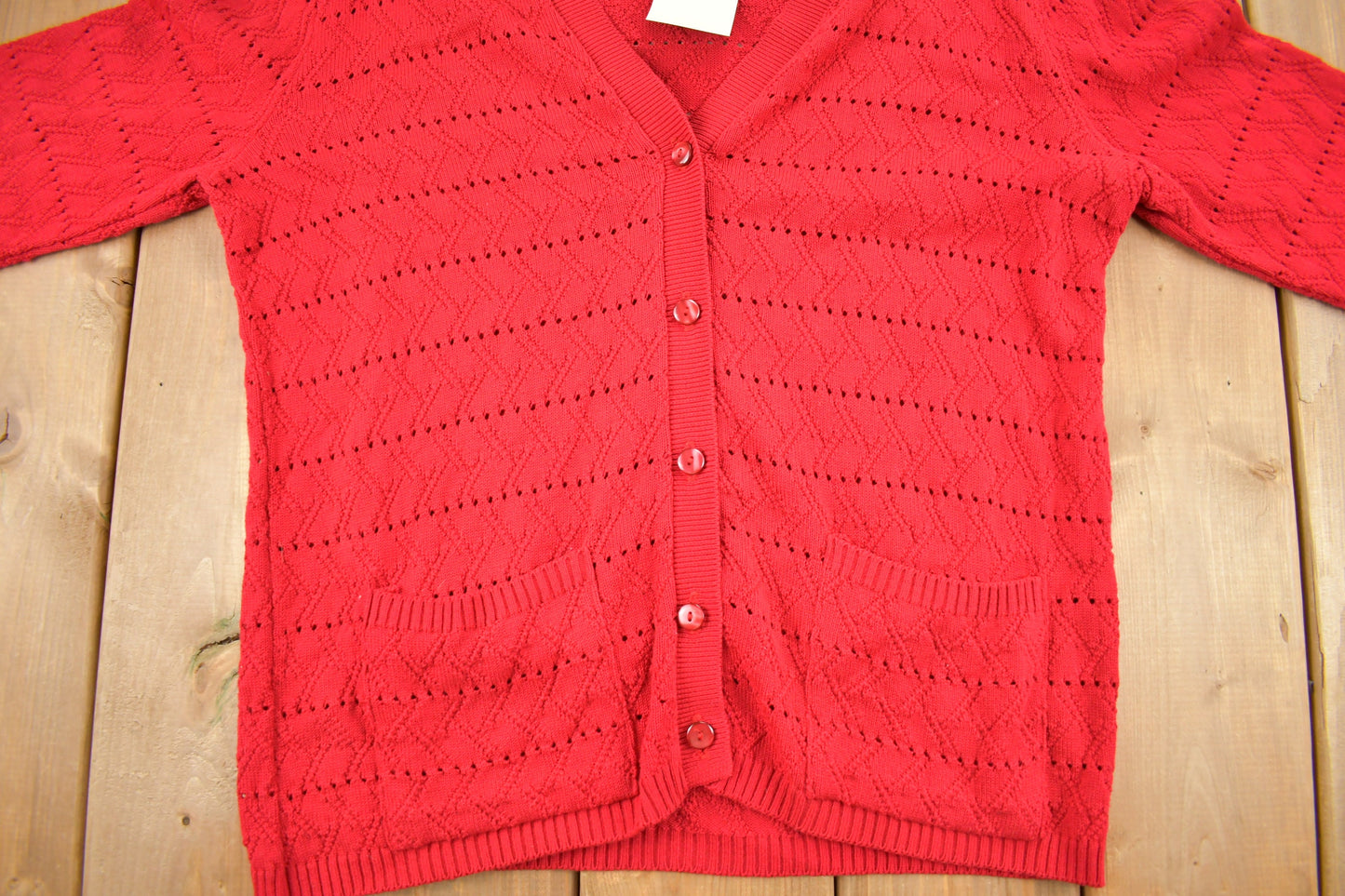 Vintage 1990s Excelsior Red Knit Cardigan Sweater / Vintage Cardigan / Made In Canada / Deadstock With Tags