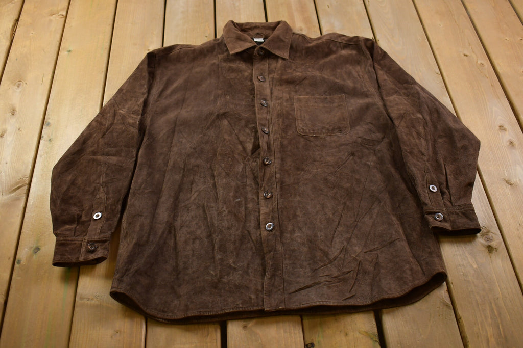 Vintage 1990s Leather Button Up Jacket