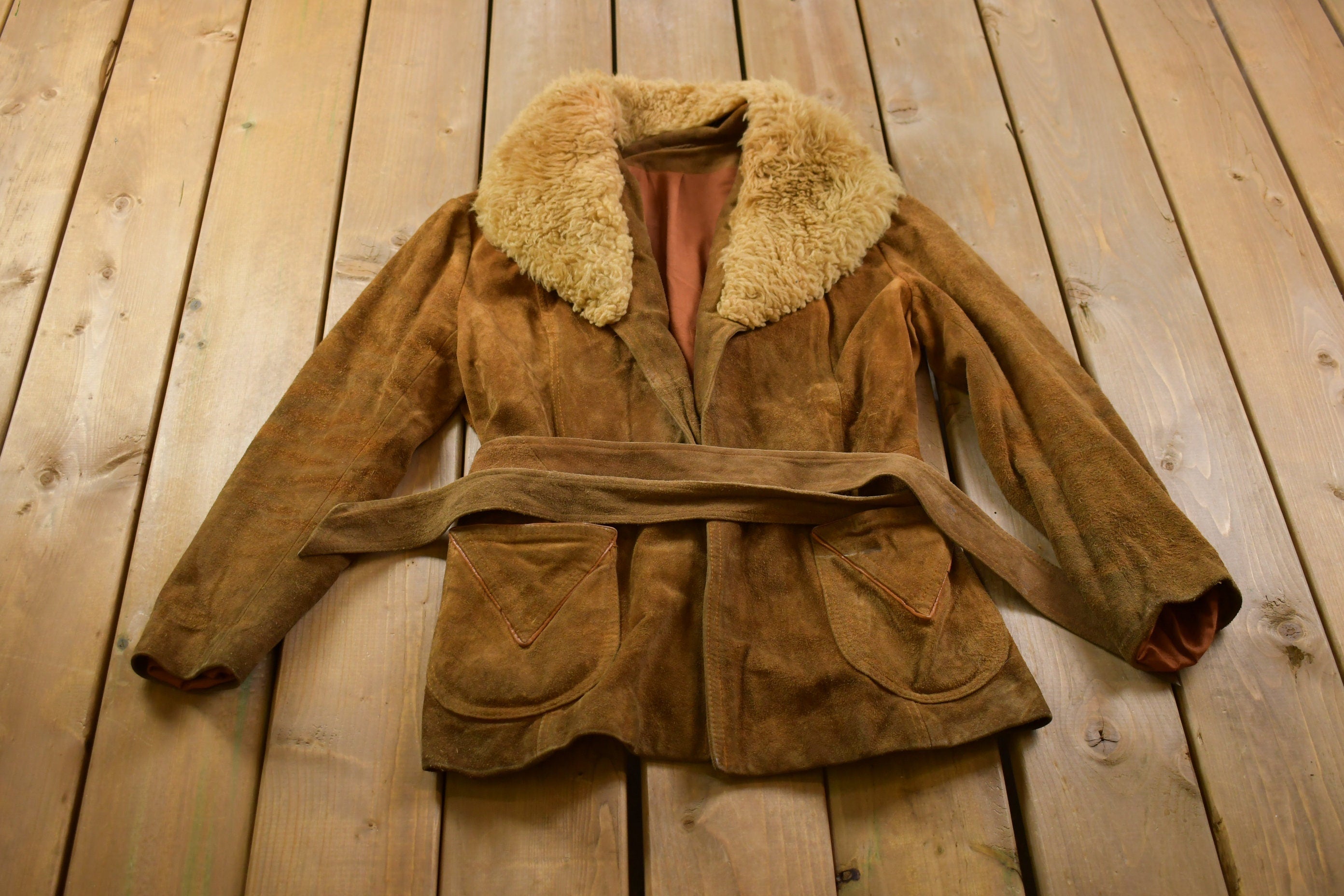 Vintage 1960s Fur Collar Leather Jacket Fall Outerwear