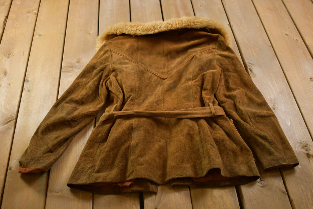 Vintage 1960s Fur Collar Leather Jacket Fall Outerwear