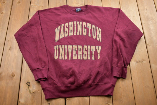 Vintage 1990s University Of Washington Collegiate Crewneck / Embroidered / NCAA Sweatshirt / Sportswear / Americana / Jansport / Made In USA