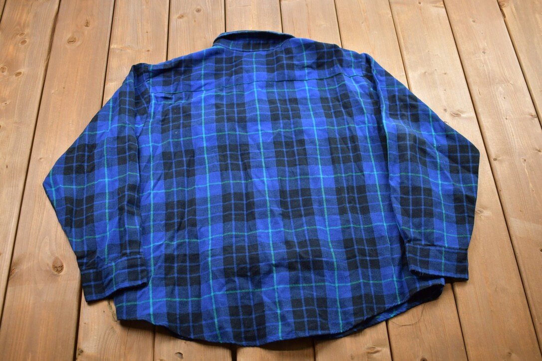 Vintage 1990s Blair Plaid Flannel Button Up Shirt / 1990s Button Up / Vintage Flannel / Plaid Shirt / Button Down / Vintage Blair