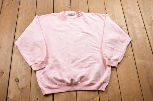 Vintage 1990s Blank Pink Crewneck Sweatshirt / 90s Crewneck / Made In USA / Essential / Streetwear / 90s Blank / Pink Sweatshirt