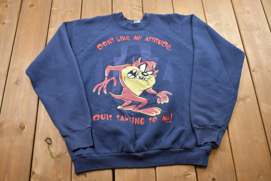 Vintage 1990s Tasmanian Devil Looney Tunes Crewneck / Vintage Sweatshirt / Warner Bros / Cartoon Sweater / Made In USA / Tasmanian Devil