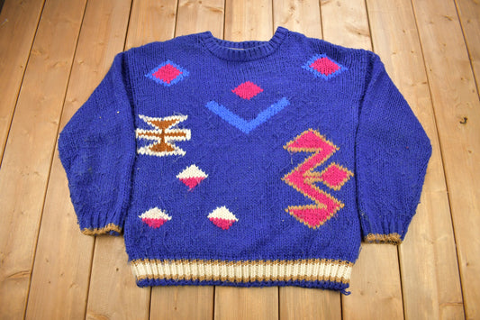 Vintage 1980s In Private Design For Living Knitted Crewneck Sweater / All Over Pattern / Colorful Sweatshirt / Abstract Patter8