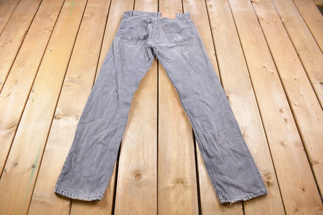 Vintage 1990s Levi's 505 Grey Herringbone Jeans Size 30 x 31.5 / Vintage Denim / Straight Leg / Vintage Denim / Vintage Levi's / Distressed