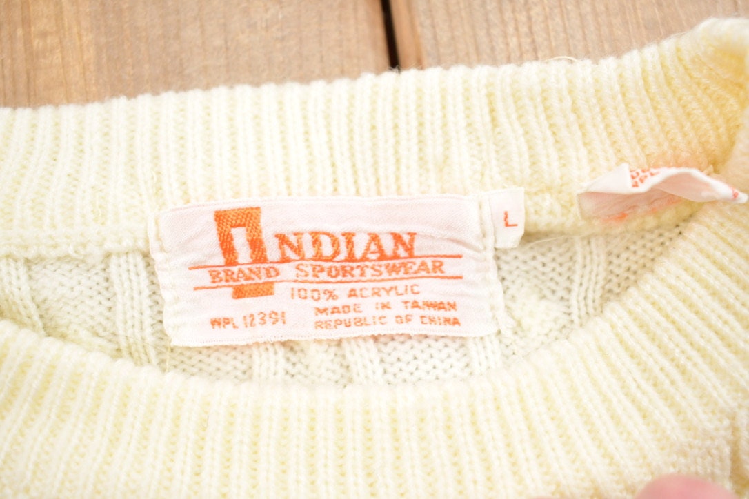Vintage 1990s 3D Cable Knit Crewneck Sweater